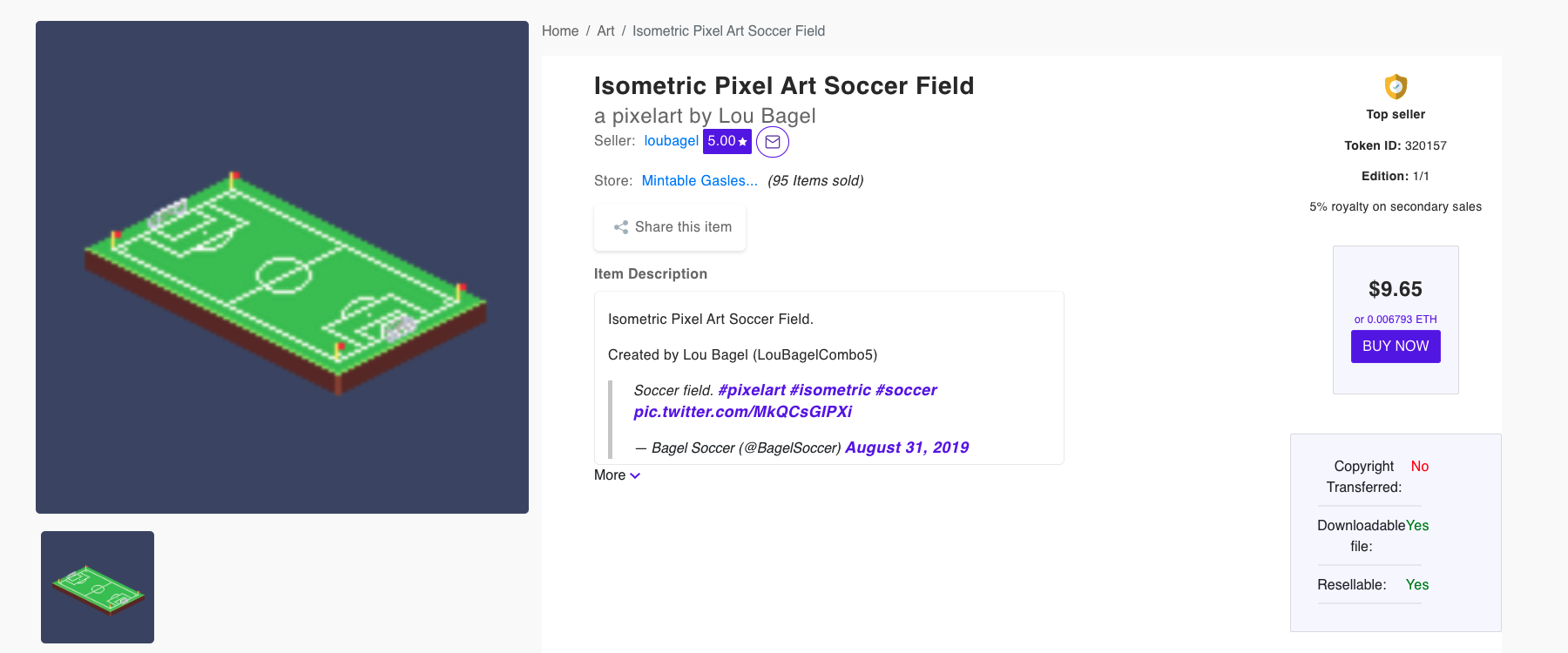 isometric pixel art soccer field on mintabble app