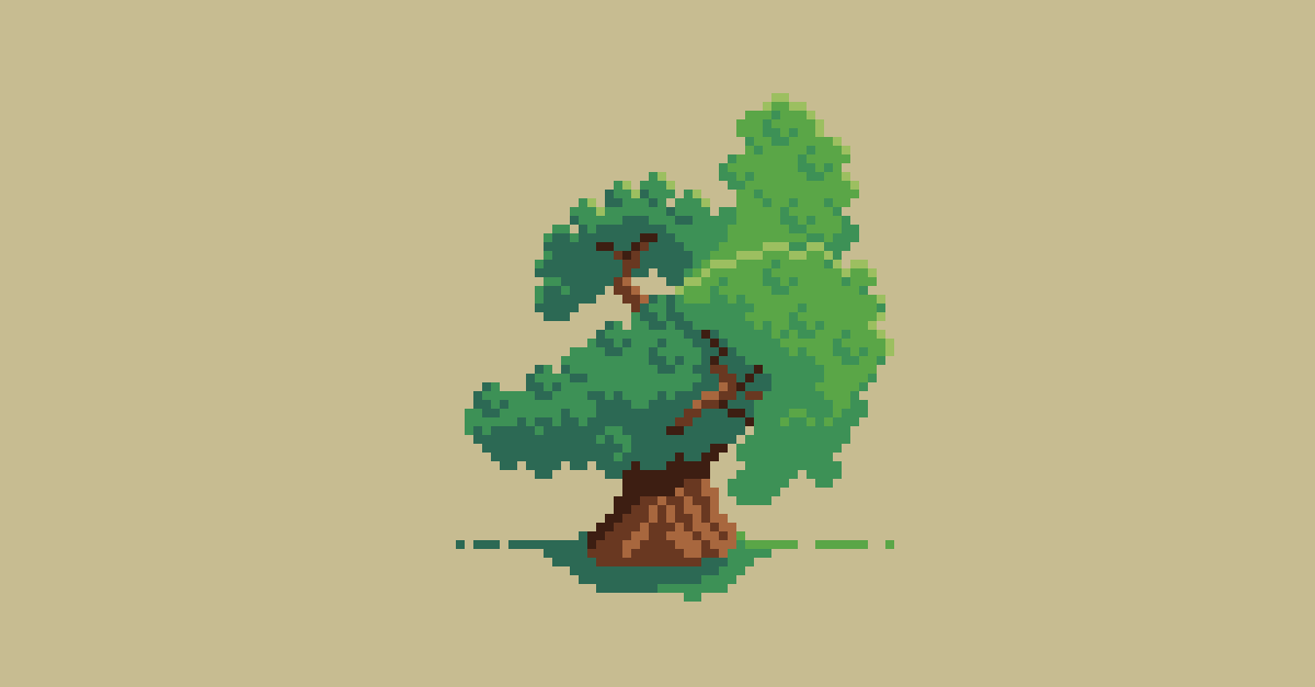 Pixel Art Tree in Shape of a Banana