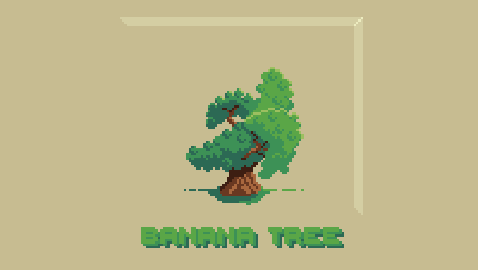 Pixel Art tree in shape of a banana