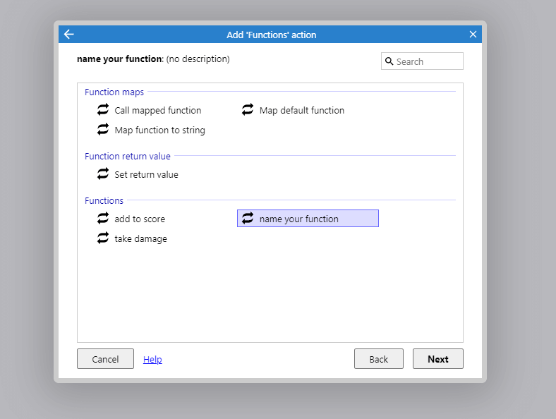 adding a function in Construct 3 step 2