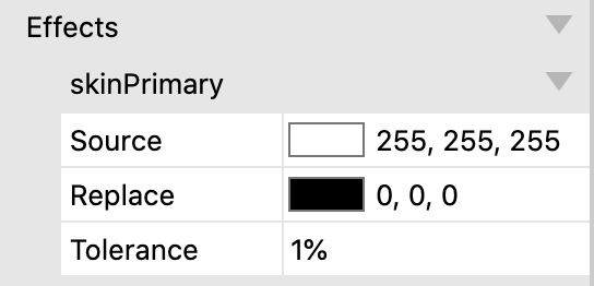 Screenshot of Construct 3 Effect Replace Solid Color Property Bar