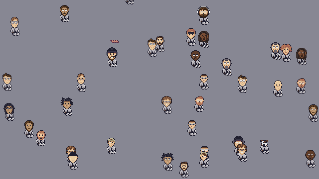 pixel art characters sitting