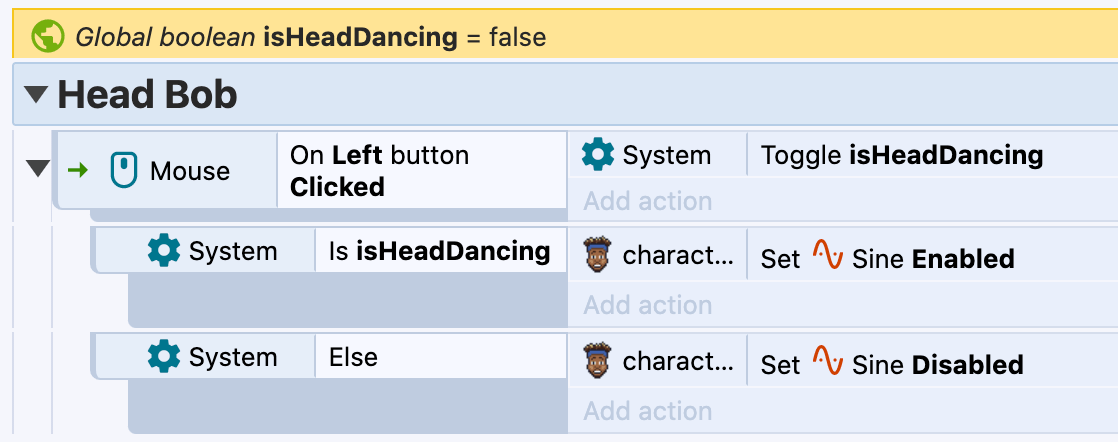 Construct Events to toggle the head bob