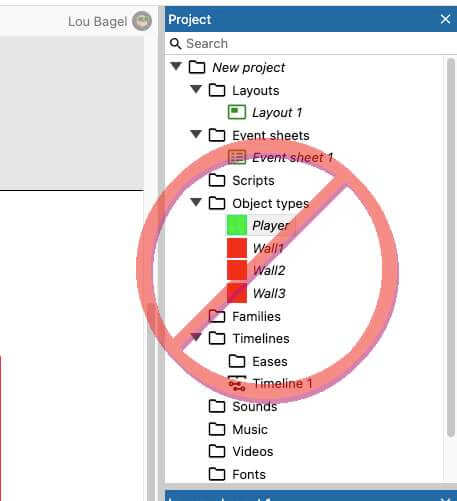 Constructs Project Pane with duplicative objects