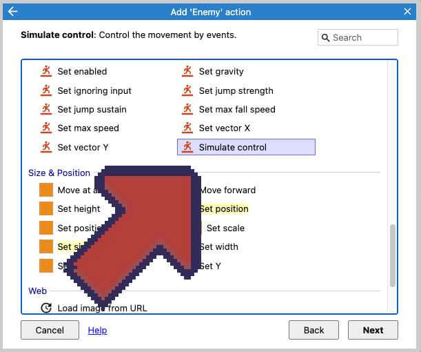 Choosing simulate control from action prompt