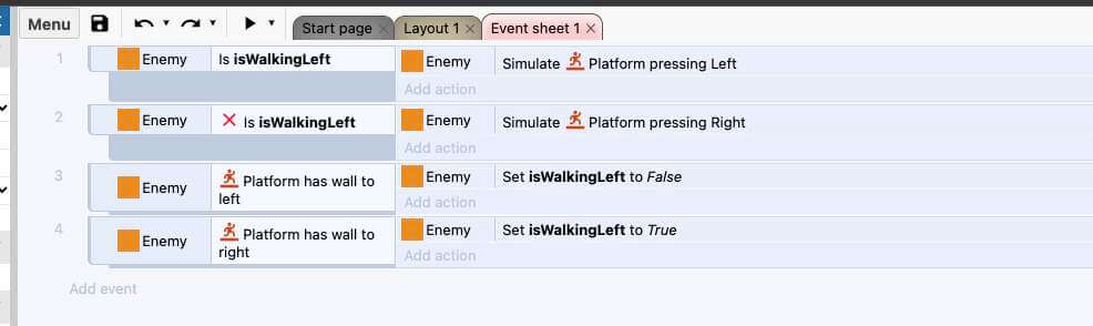 four construct events which control enemy movement