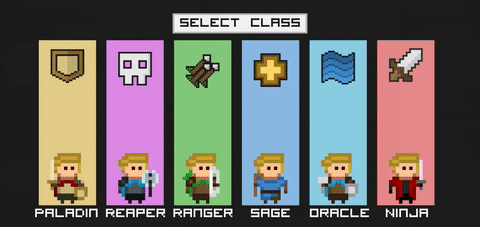 Pixelot gif showing different abilities of different classes