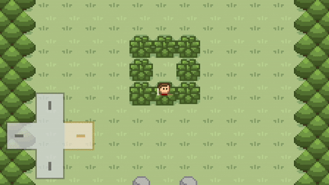 Pixelot character moving through grass