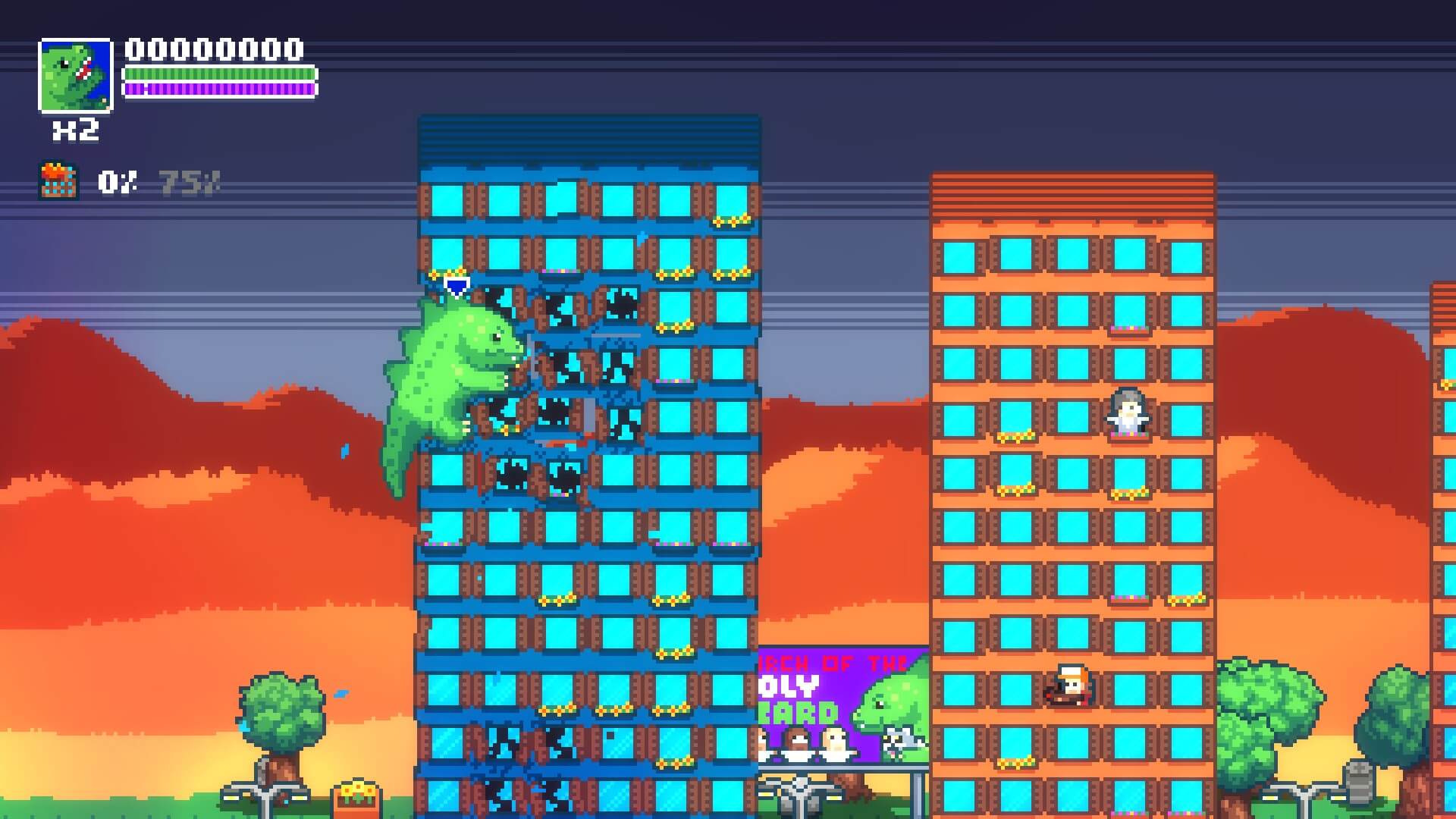 monster punching building