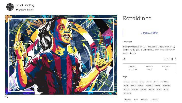 Ronaldinho art listed on KnownOrigin