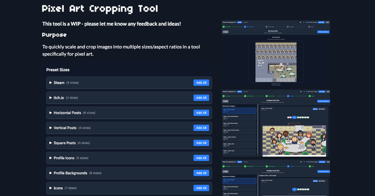 pixel art cropping tool on itch