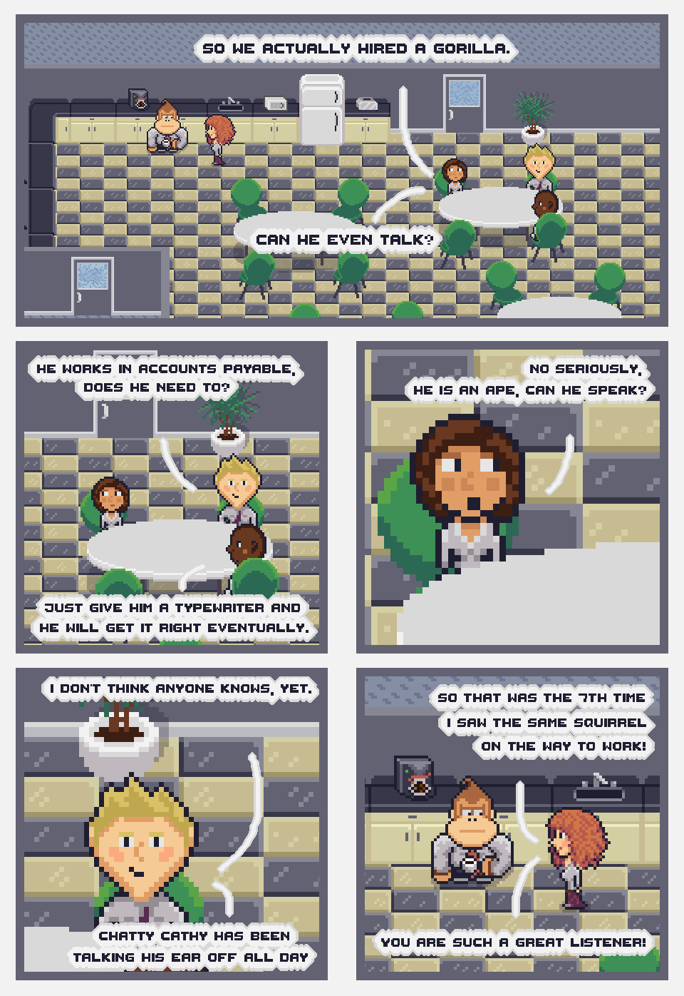 Pixel Art Comic Strip in the Office