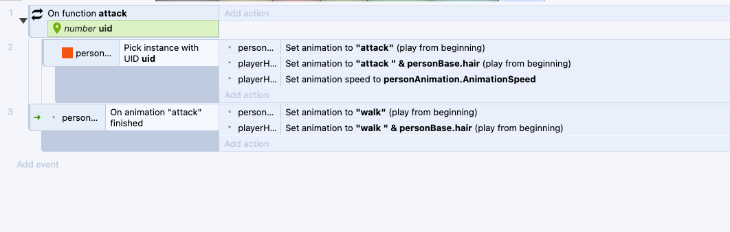 screenshot of attack event sheet