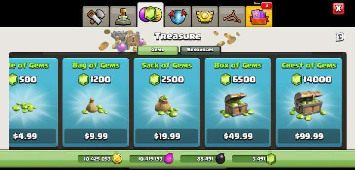 Clash of Clans Screenshot using gems to buy more dark elixir