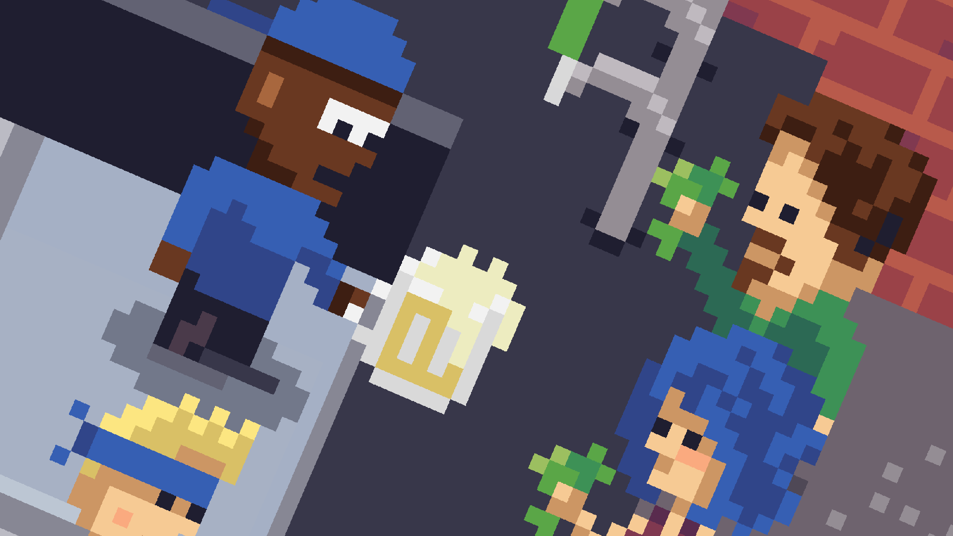 pixel art characters at a bar