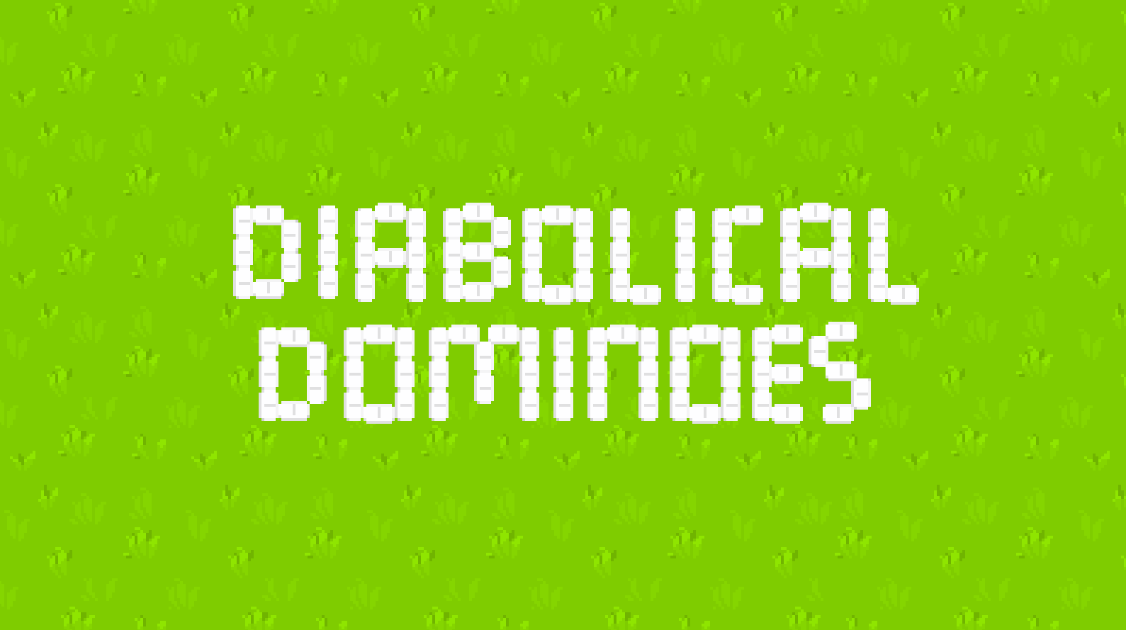 Diabolical Dominoes Text over Grass