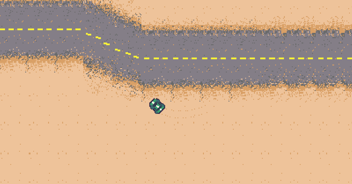 pixel art car driving in the desert