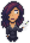 pixel art character drinking martini