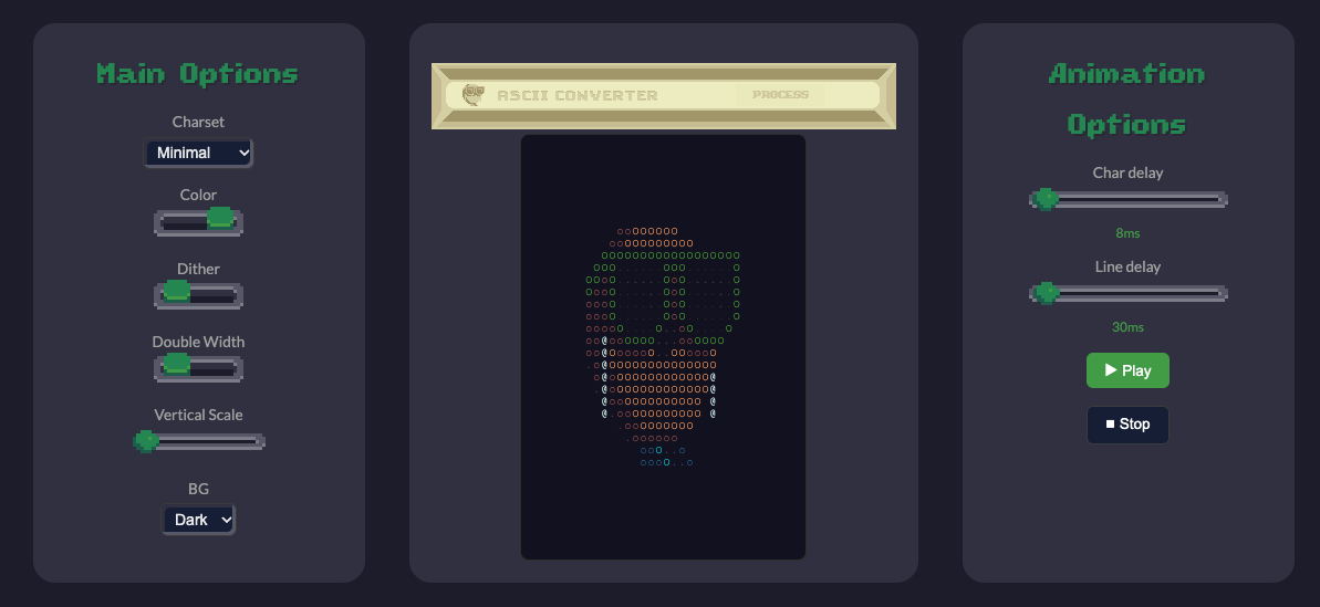Pixel Art to ASCII Converter screenshot