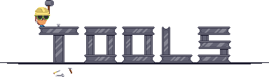 The word Tools spelled out with Steel Beams with Lou Bagel character in a hard hat