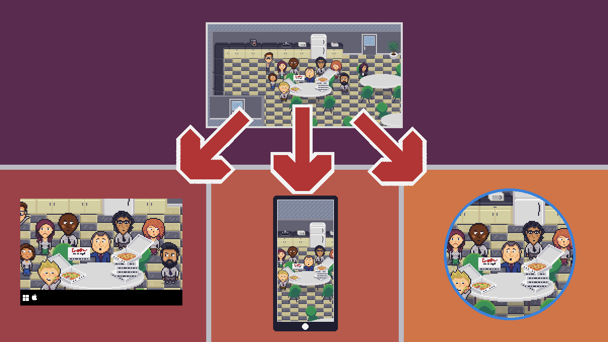 graphic showing turning one image into three different ones at different dimensions